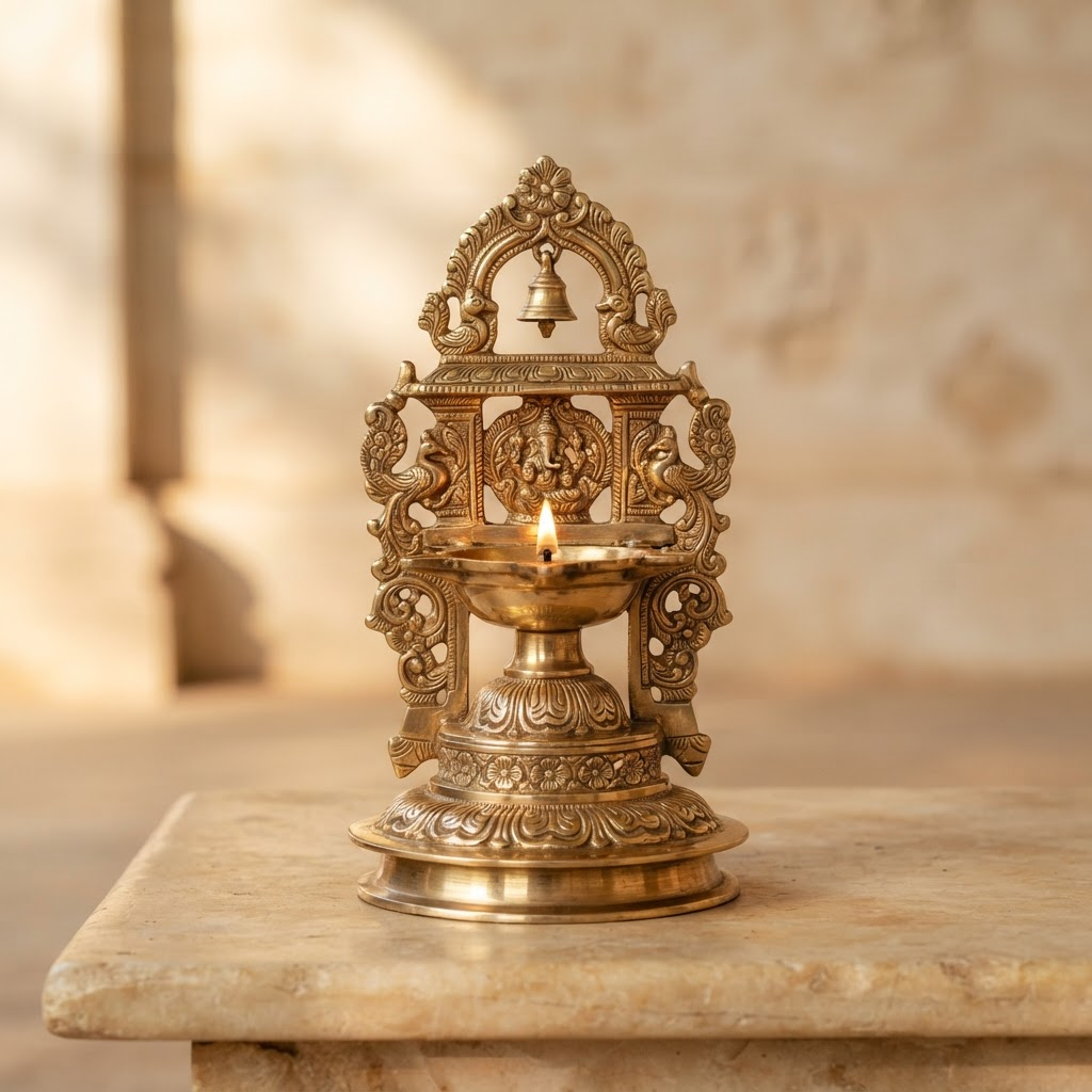 Brass deepam used in traditional pooja
